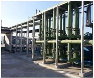 an industrial water treatment plant with pipes and valves