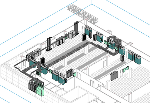 a drawing of a room with several different types of equipment