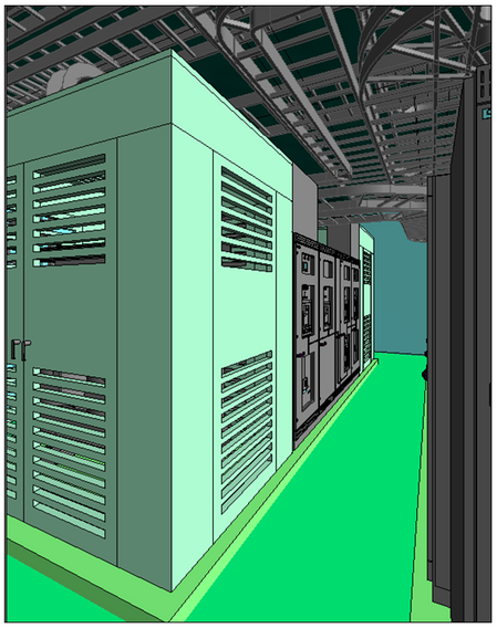 a 3d rendering of the inside of a computer room